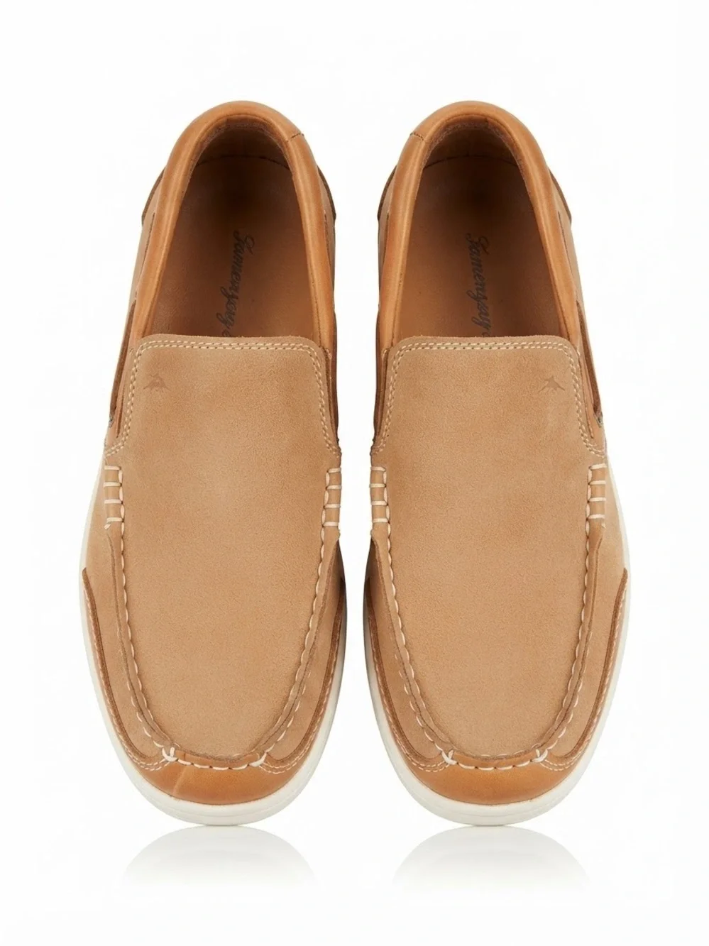 Tommy Bahama Men’s Light Tan & Tan Leather Boat Shoes size 10